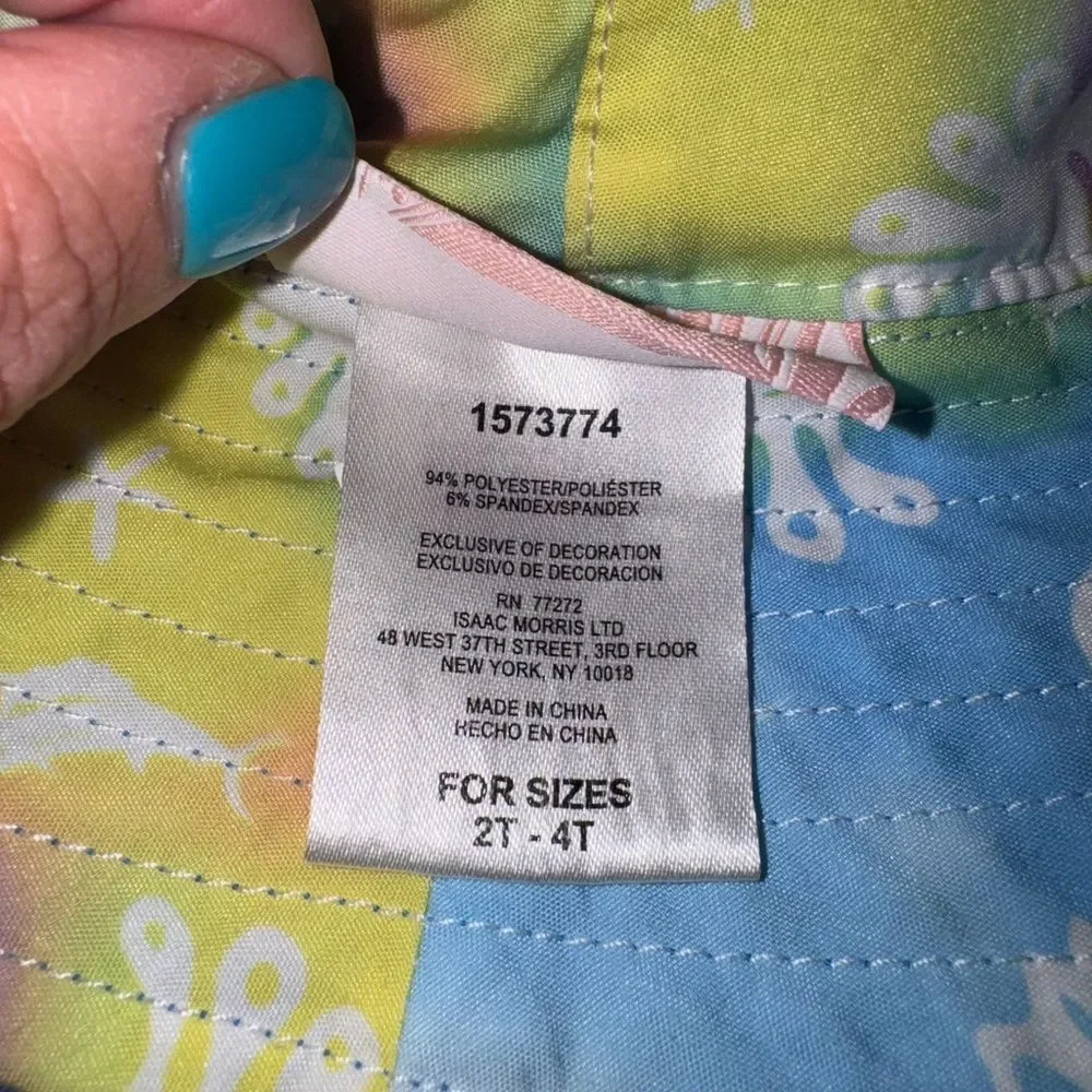Tommy Bahama Seahorse Reversible Swim Summer Bucket Hat Girls Adjustable 2T-4T